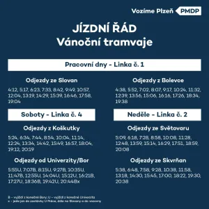 Vánoční tramvaj v Plzni mění jízdní řád
