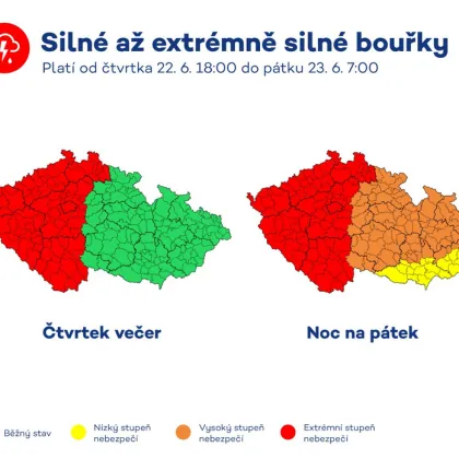 Na západ země mají dorazit bouřky a mají být extrémní